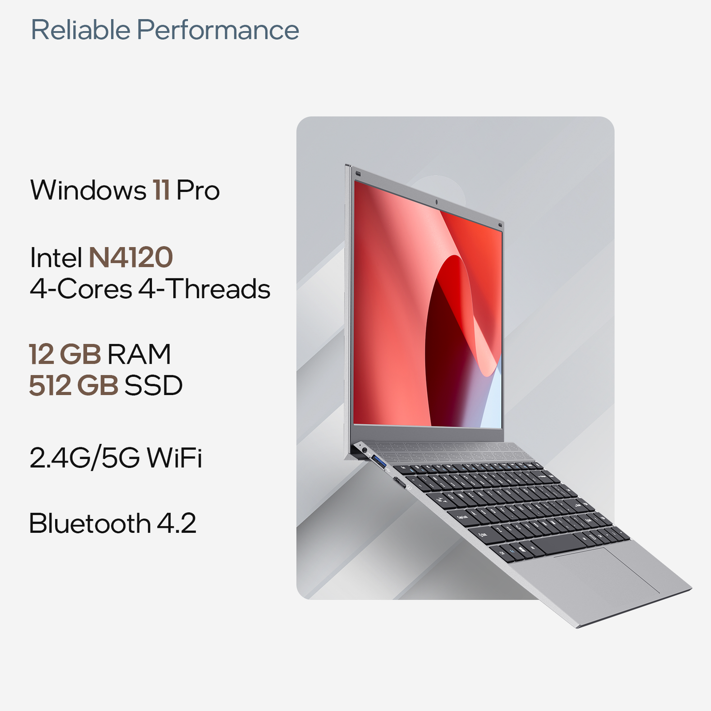 WIPEMIK 2024 Laptop Computer, 16GB RAM Laptop 512GB SSD, Intel Quad-Cores N4120 Processor Windows 11 Laptop, 14 Inch Full HD 1080P School Laptop, Support 2.4G/5G WiFi, USB 3.0, Long Lasting Battery