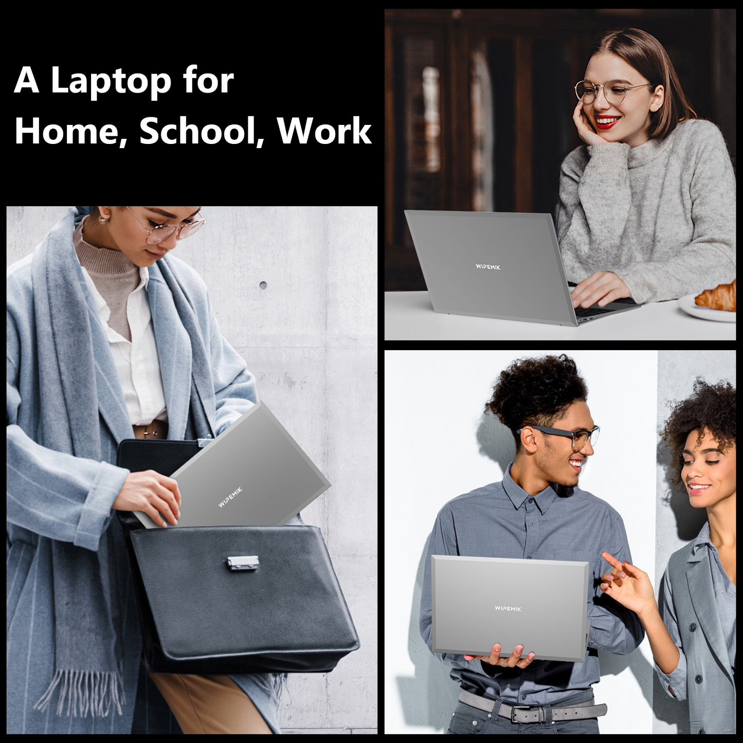 WIPEMIK Laptop Computer, 15.6 Inch 12GB RAM 256GB SSD Intel Quad-Core N4120 Windows 11 Laptop, 1080P Full HD IPS Display, 2.4/5G WiFi, Bluetooth 4.2, USB 3.0, Webcam, Expandable Up to 1TB